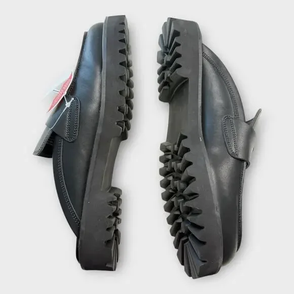 NEW Penny Loafer Mule Womens 10 Black Leather Lug Sole Slide On Waterproof. - Picture 7 of 12
